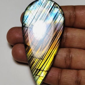 Wunderschön!! AAA ++ Qualität Regenbogen-Labradorit Cabochon Birnenform 73 × 35 × 7 MM 153 Ct Am besten für die Schmuckherstellung !!