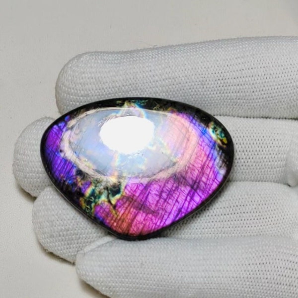 Wunderschön!! AAA ++ Qualität Regenbogen-Blitz-Spektrolit Labradorit Cabochon Herzform 37 × 50 × 7 mm 120 Ct Am besten für die Schmuckherstellung !!