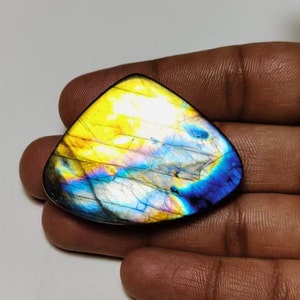 ¡Hermoso! Cabujón de labradorita arcoíris de calidad AAA++ con forma de corazón, 36 × 47 × 7,50 mm, 113 ct, ideal para hacer joyas.