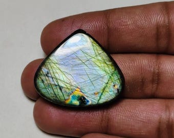 AAA++ Grade Green Labradorite Cabochon / Unique labradorite Heart Gemstone/ Green labradorite Loose gemstone!!