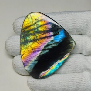 Bellissimo!! Cabochon di labradorite arcobaleno flash di qualità AAA++ a forma di cuore, 50×61×6,50 mm, 157 ct. Ideale per la creazione di gioielli!!
