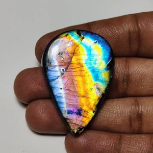 Wunderschön!! AAA ++ Qualität Regenbogen Spektrolit Labradorit Cabochon Birnenform 45 × 30 × 8 MM 95 Ct Am besten für die Schmuckherstellung !!