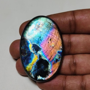Fantastischer Regenbogen auffälliger Labradorit Cabochon / natürlicher Labradorit Edelstein / seltener auffälliger Labradorit Cabochon / ovale Form