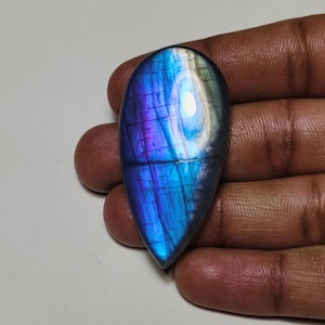 High Grade AAA++ Quality Purple Flashy Spectrolite Labradorite Cabochon Pear Shape Best For Jewellery Making!!