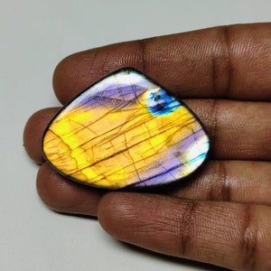 Traumhaft!! AAA ++ Qualität Multi Flash Labradorit Cabochon Herzform 30 × 42 × 7,50 mm 90Ct Am besten für die Schmuckherstellung !!