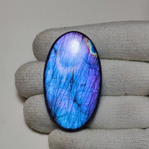 Lindo!! Cabochão de labradorita roxa flash de qualidade AAA++ formato oval 50×28×7 MM 104 Ct, melhor para fazer joias!!