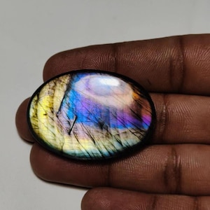 Traumhaft!! AAA ++ Qualität Regenbogen-Blitz-Spektrolit Labradorit Cabochon Oval Form 41 × 29 × 6 MM 75 Ct Bestens für die Schmuckherstellung !!