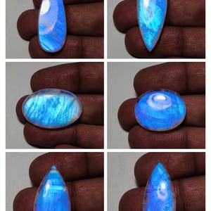 Gorgeous Quality Rainbow moonstone Cabochon Blue Flashy Gemstone Mix Shape For Jewelry Making!!