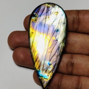 Bellissimo!! Cabochon di labradorite arcobaleno flash di qualità AAA++ a forma di pera, 70×31×8 mm, 149 ct, ideale per la creazione di gioielli!!