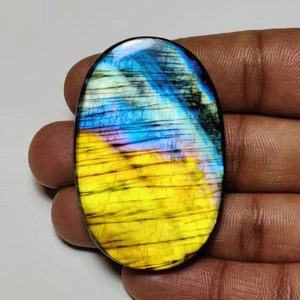Bellissimo!! Cabochon ovale in labradorite arcobaleno flash di qualità AAA++, 52×34×7 mm, 141 ct, ideale per la creazione di gioielli!!