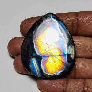 Incroyable !! Cabochon en labradorite arc-en-ciel de qualité AAA++, forme poire 50 × 42 × 8,50 mm 169 carats, idéal pour la fabrication de bijoux !