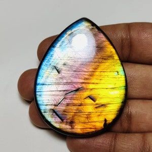 Wunderschön!! AAA ++ Qualität Regenbogen-Labradorit Cabochon Birnenform 56 × 44 × 8 MM 182 Ct Bestens für die Schmuckherstellung !!