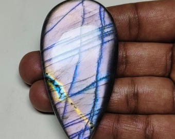 Amazing Purple Flashy Cabochon / Natural Labradorite Loose Gemstone / Rare Flashy Labradorite Cabochon/ Pear shape For Jewellery Making!!