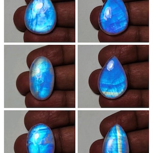 Gorgeous Quality Rainbow moonstone Cabochon Blue Flashy Gemstone Mix Shape For Jewelry Making!!