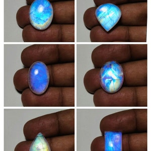 Gorgeous Quality Rainbow moonstone Cabochon Blue Flashy Gemstone Mix Shape For Jewelry Making!!
