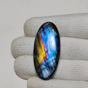 Top-Qualität Regenbogen Flash Labradorit Cabochon Oval Form 45 × 20 × 9 MM 85Ct Am besten für die Schmuckherstellung !!