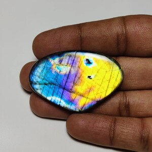 Wunderschön!! AAA ++ Qualität Regenbogen Flash Labradorit Cabochon Herzform 30 × 45 × 6,50 MM 84 Ct Am besten für die Schmuckherstellung !!