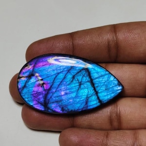 Likeable!! Top Quality Purple Flashy Spectrolite Labradorite Gemstone Cabochon Pear Shape Best For Jewellery Making!!