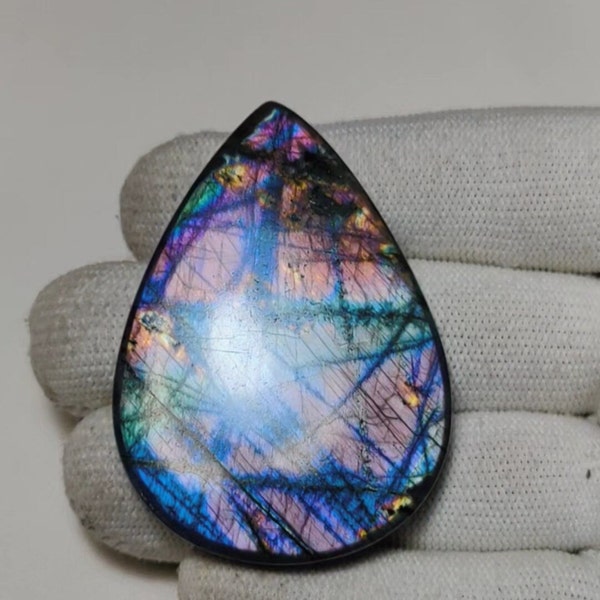 Sehr Einzigartige Regenbogen-Blitz-Spektrolit Labradorit Cabochon Marquise Form 57 × 40 × 7MM 142 Ct Am besten für die Schmuckherstellung !!