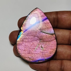 Wunderschön!! AAA ++ Qualität Purple Flash Labradorit Cabochon Birnenform 61 × 45 × 7 MM 173 Ct Am besten für die Schmuckherstellung !!
