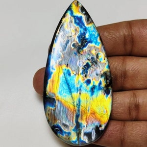 Bellissimo!! Cabochon di labradorite arcobaleno flash di qualità AAA++ a forma di pera, 76×35×6,50 mm, 162 ct, ideale per la creazione di gioielli!!