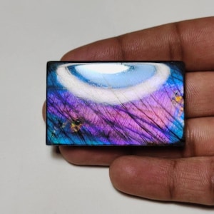 ¡Precioso! Cabujón de labradorita espectrolita púrpura de calidad AAA++, forma cuadrada, ideal para joyería.