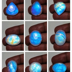 Gorgeous Quality Rainbow moonstone Cabochon Blue Flashy Gemstone Mix Shape For Jewelry Making!!