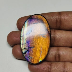 ¡Hermoso! Cabujón de labradorita púrpura de calidad AAA++, forma ovalada, 51 × 30 × 7 mm, 108 ct, ideal para hacer joyas.