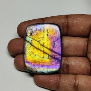 ¡Hermoso! Cabujón de labradorita multicapa de calidad AAA++, forma cuadrada, 44 × 33 × 6,50 mm, 88 ct, ideal para hacer joyas.