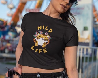 Camiseta Tigre, Camiseta Vida Salvaje, Camiseta Divertida, Camiseta Animal, Camiseta Linda, Camiseta Divertida, Camiseta de Tigre, Salvaje, Flores.