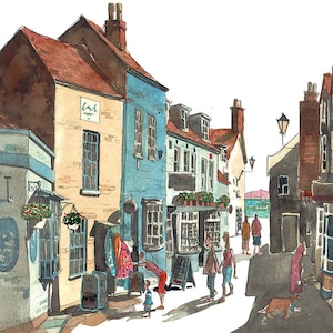 Limited edition print of Quay Hill, Lymington, Boats, Yachts, The Sea, The New Forest, Fishing,  Harbour, Quayside, harbour, Yacht, pub