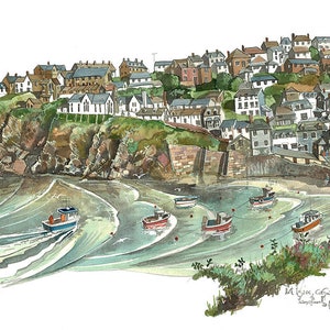 Limited edition print of Port Isaac, Cornwall, harbour, Doc martin, Poldark, Sunny Day, Holiday, Fishing, Village, boats, ships, fish, sea