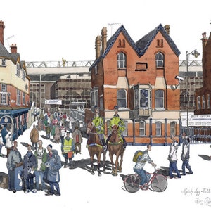 Limited edition print of White Hart Lane, Tottenham, London, Paintings of London, London paintings, Hotspur, Football, Soccer, Spurs