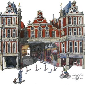 Limited edition print of Leadenhall Market, London, watercolour,