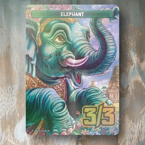 FOIL Elephant Token 3/3 for TCG - Full Custom Artwork- Edh