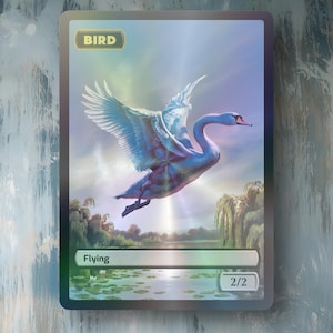 Jeton Oiseau 2/2 Chant du cygne (version Foil/Non Foil) pour MTG TCG - Illustration entièrement personnalisée - Edh