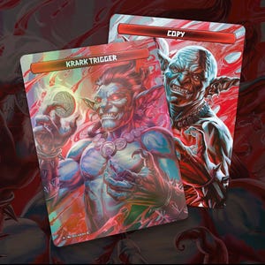 Gettone Krark Trigger bifacciale fronte foil/retro non foil o tutto non foil per TCG - Gettone copia - Grafica completamente personalizzata
