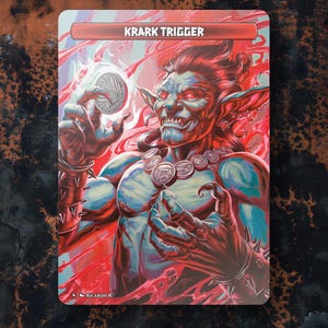 Gettone Krark Trigger bifacciale fronte foil/retro non foil o tutto non foil per TCG - Gettone copia - Grafica completamente personalizzata
