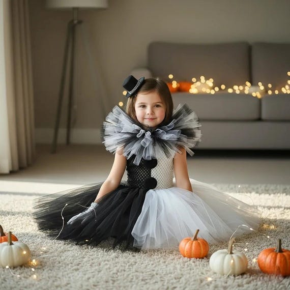 Scary Clown Costume Girls Black White Tutu Dress Kids Horror Halloween  Party Gothic Villain Outfit Creepy Circus 2-14Y Fan Made Inspired - Etsy