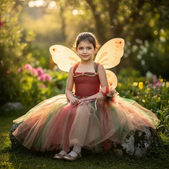 Woodland Fairy Costume Girls Autumn Tutu Dress Fairy Wings Wand Fall  Princess Costume Kids Halloween Forest Fairy Nature Inspired Fan Made -  Etsy UK