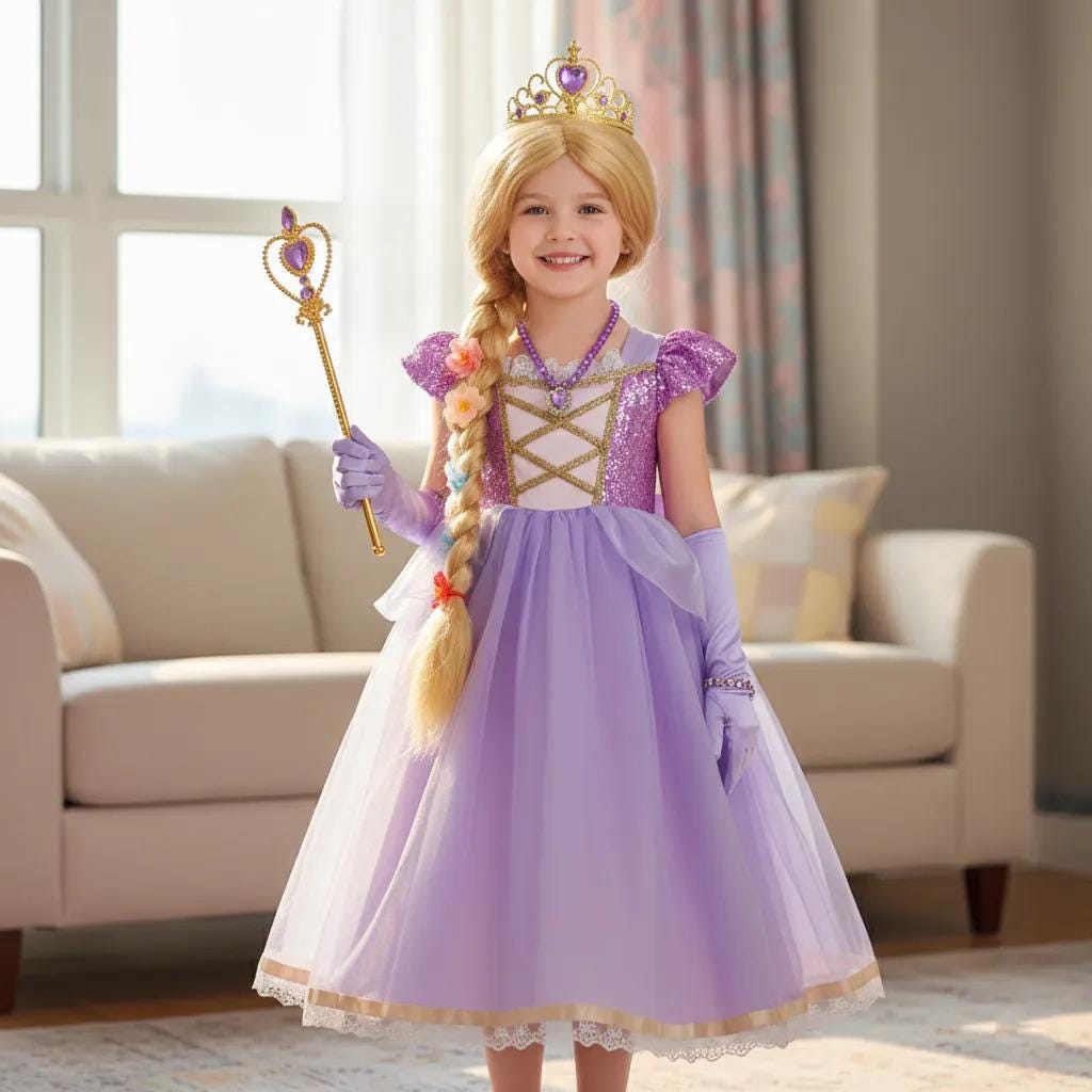 NNJXD Girl's Sleeveless Lace Princess Dress With 3D Flowers - Purple Tutu Dress For Ages 5-6