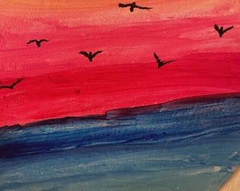 Sunset at ocean painting