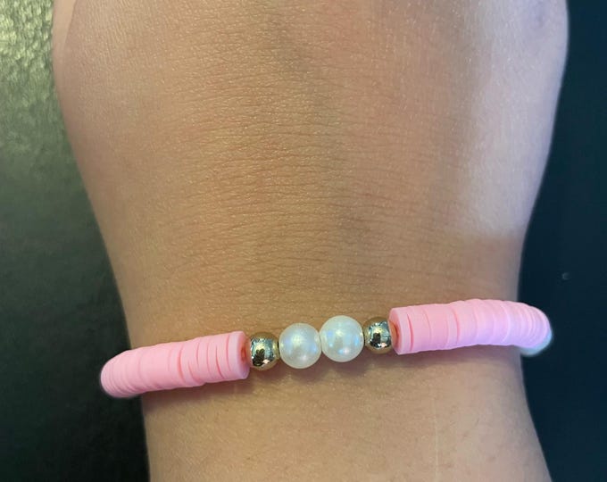 Cute Pink Bracelet | Pearl/Gold