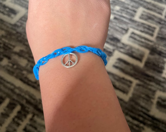 Cute peace sign rubber band bracelet