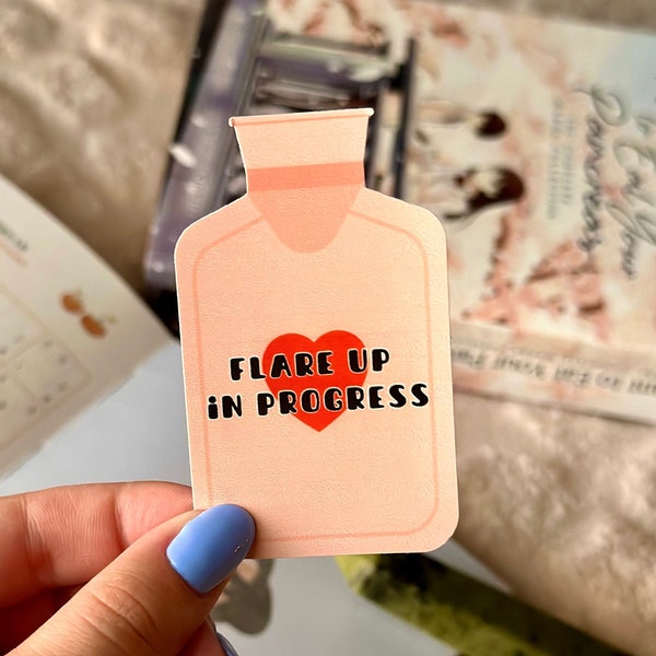 flare up in progress chronic illness humor sticker in pink available in waterproof vinyl