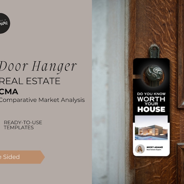 Real Estate CMA Door Hanger Template | Realtor Comparative Market Analysis | Home Value Door Knocker | Luxury Real Estate Farming Marketing