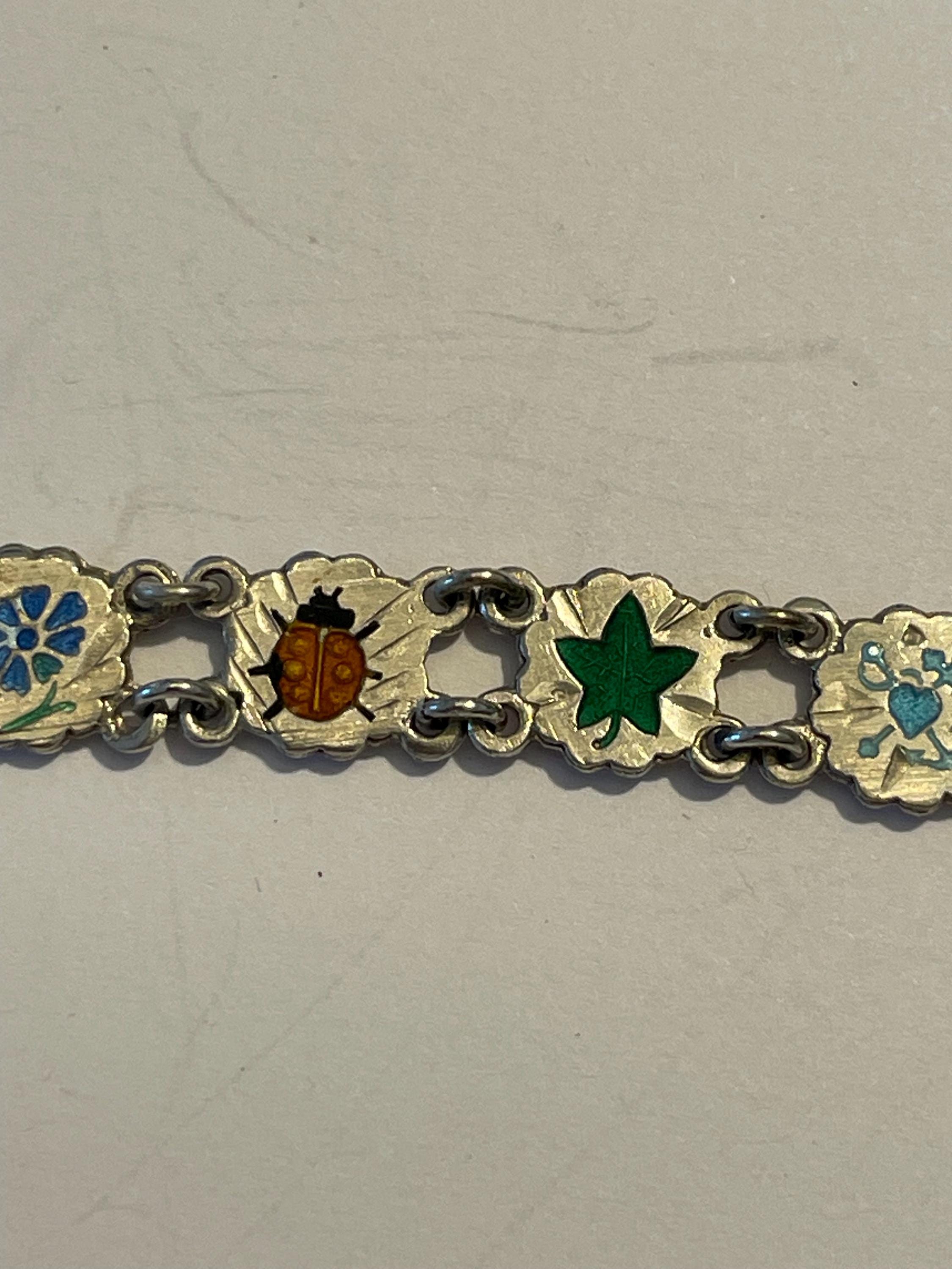 Bracelet Argent 925 Avec Breloques - Style Années 1920, Agate, Vermeil - Occasion Bon état