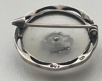 Broche Créateur Ancienne - Argent Et Cristal De Roche - Bijou Vintage élégant