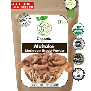 USDA Organic Maitake mushroom Extract Powder (100 gm) |Grifola Frondosa 30% Polysaccharides |Maitake King of Mushrooms By Yogan Harvest