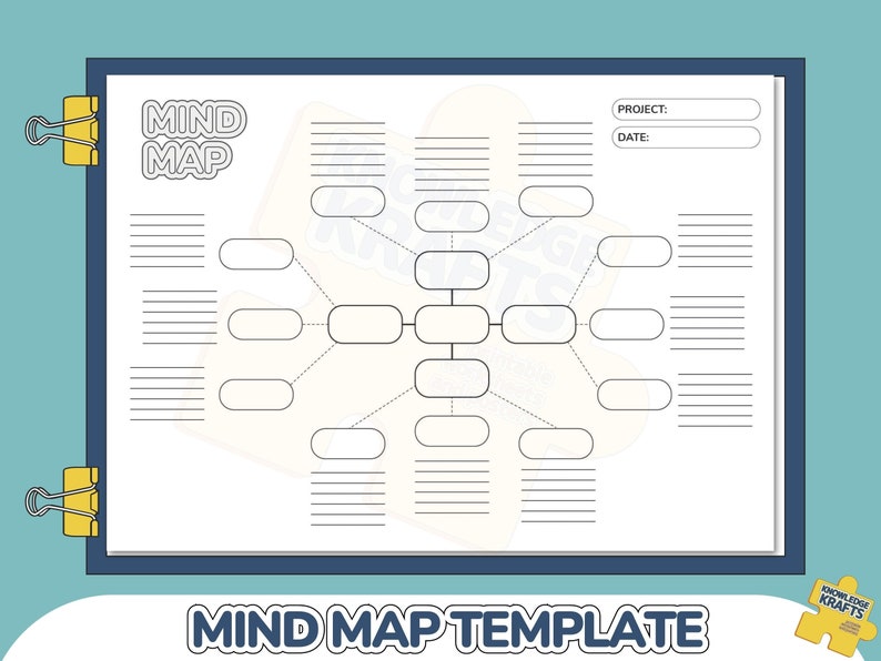 Blank Mind Map Template, Printable Mind Map Planner, Note Template 